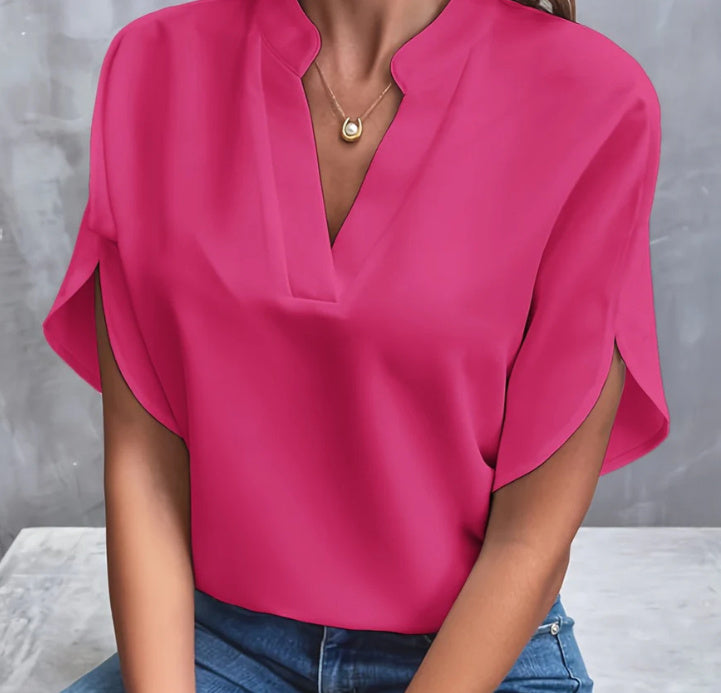 Women's Short Sleeve Blouse Comfortable Polyester Summer Top