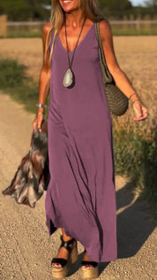 Women's Sleeveless Maxi Dress for Summer Comfort Polyester