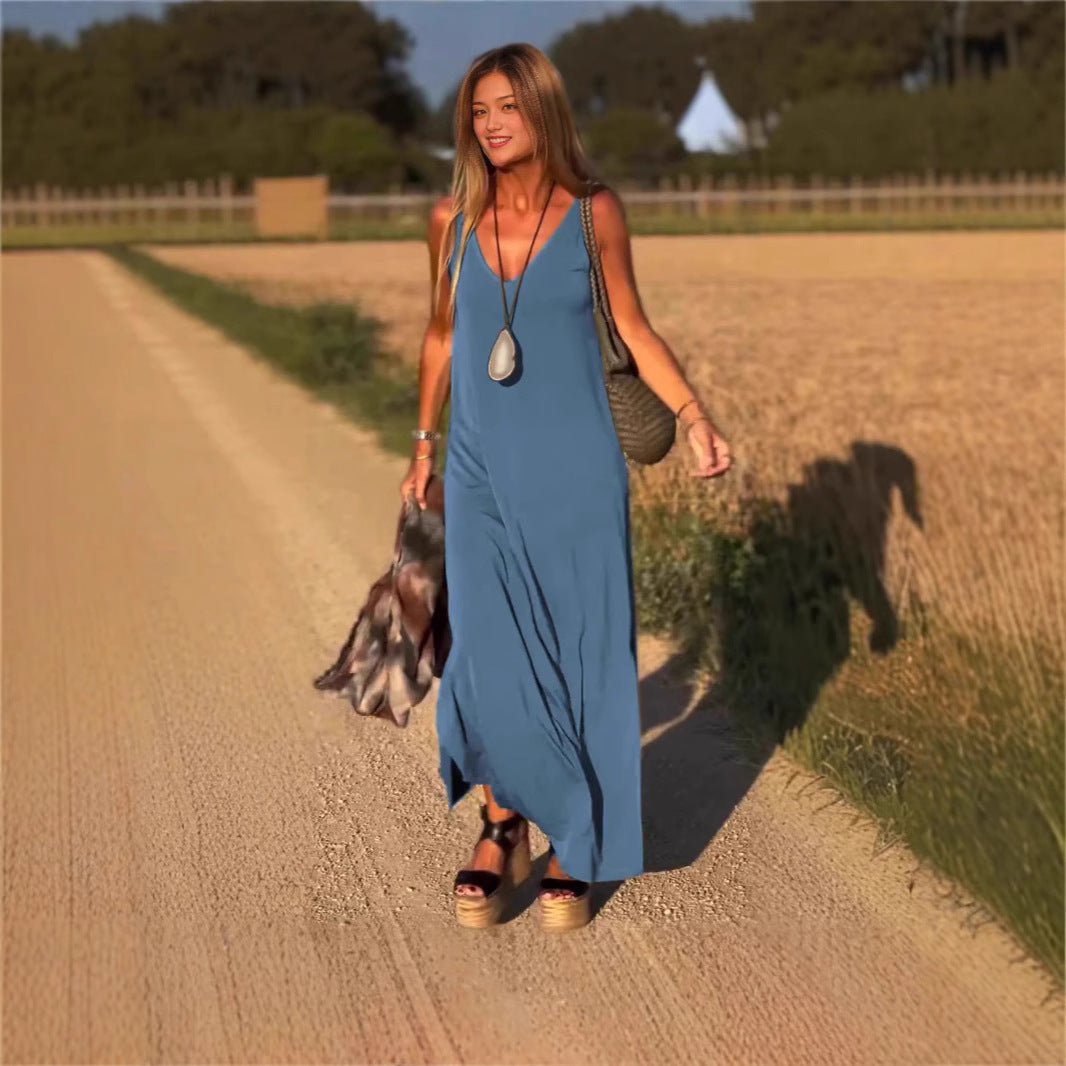 Women's Sleeveless Maxi Dress for Summer Comfort Polyester