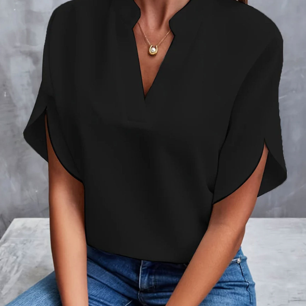 Women's Short Sleeve Blouse Comfortable Polyester Summer Top