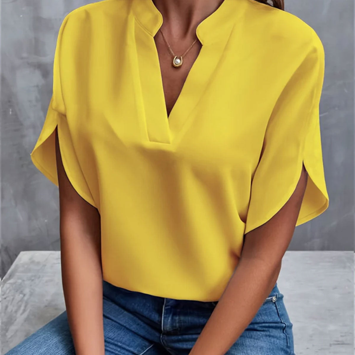 Women's Short Sleeve Blouse Comfortable Polyester Summer Top