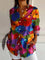 Blouse | Abstract Print Button-Front Top 5