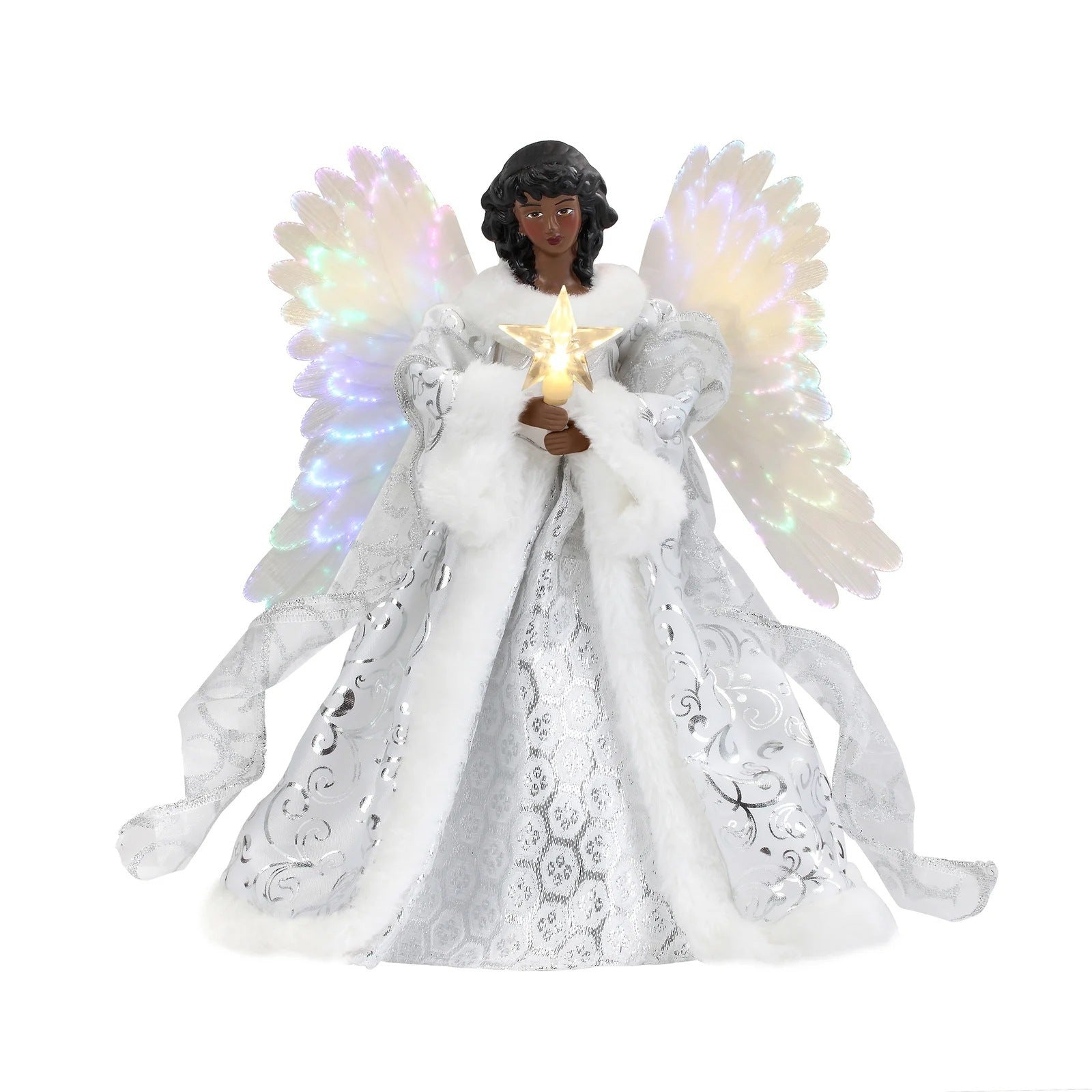 Christmas Tree Ornament Golden Angel Doll Treetop Star LED Glow 0