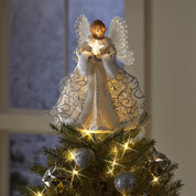 Christmas Tree Ornament Golden Angel Doll Treetop Star LED Glow 2