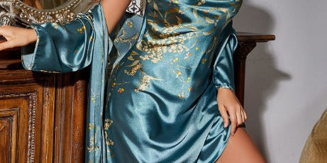 ELSIE | Satin Night Gown 2-Piece Set 0