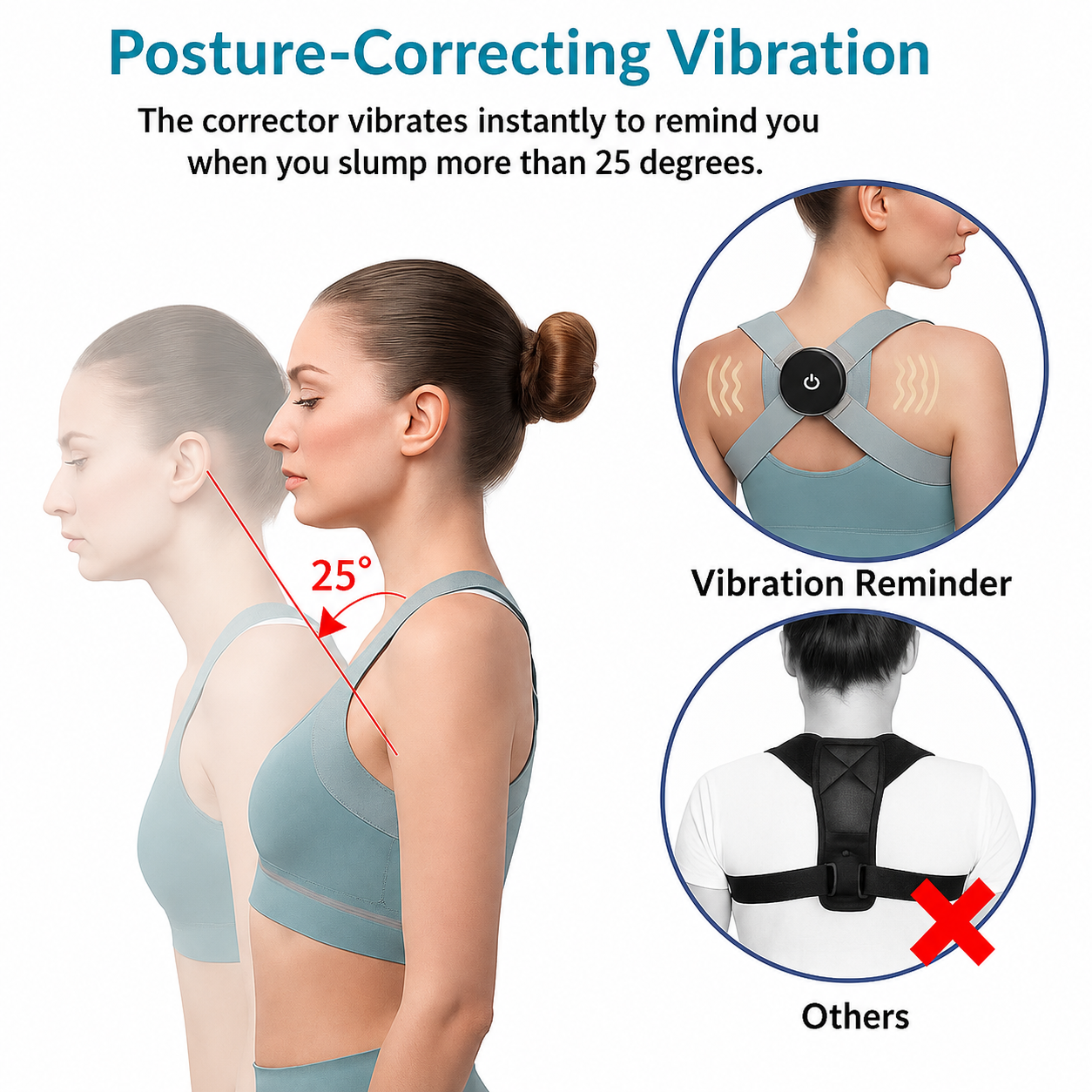 EMS-Haltungskorrektor | Winkelsensorik mit Vibrationsfeedback | Verstellbare Gurte | Postrafit 2