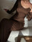 Long-Sleeve Satin Empire Maxi Dress 0