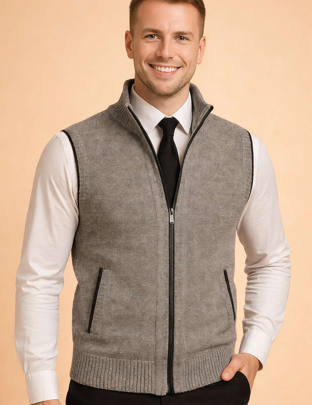 Men's Sleeveless Cardigan | Zipper 2
