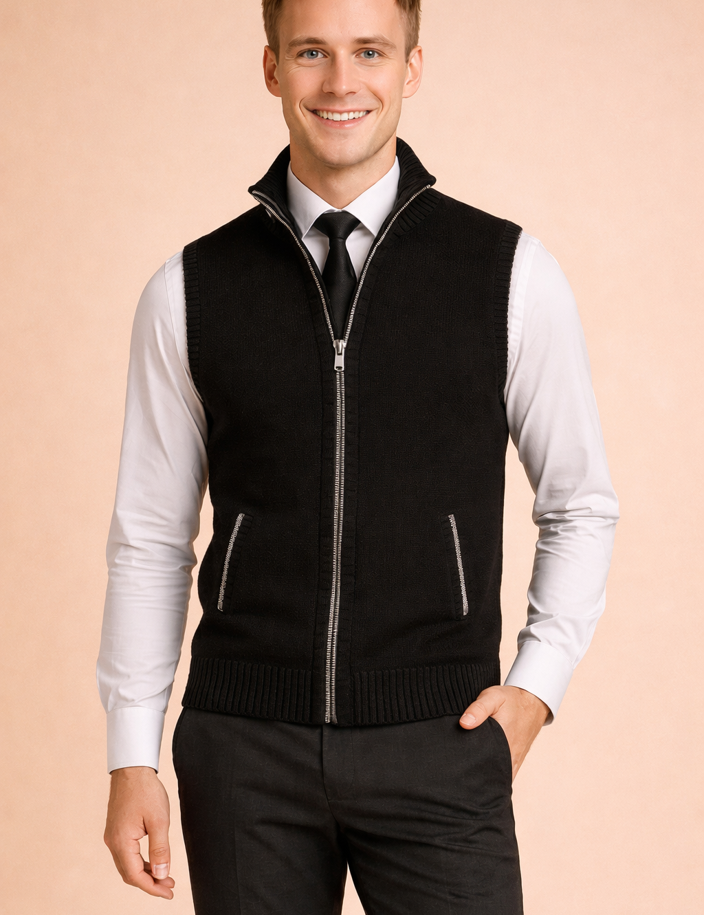 Men's Sleeveless Cardigan | Zipper 3