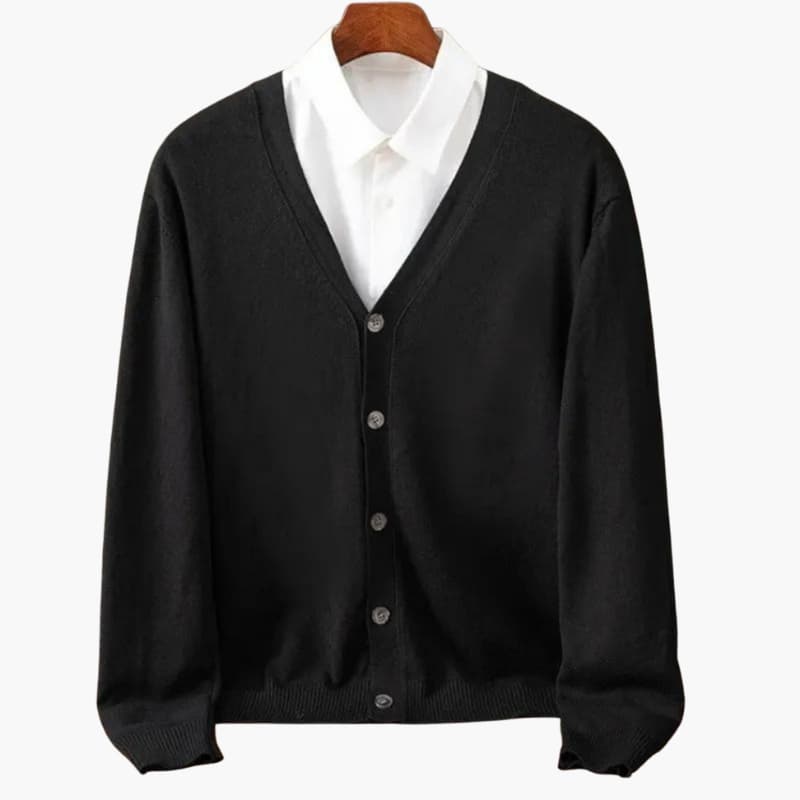 Men's V-Neck Cardigan Sweater with Button Closure for Casual Layering and Stylish Comfort 4