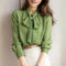 Polka Dot Tie-Neck Blouse 0