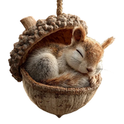 Sleeping Woodland Animal Acorn Resin LED Figurine Christmas Ornament 2