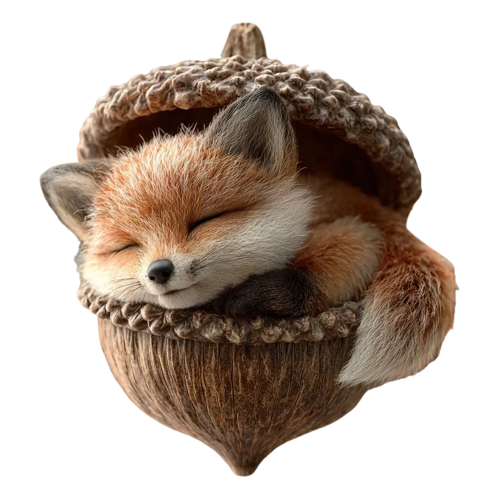 Sleeping Woodland Animal Acorn Resin LED Figurine Christmas Ornament 4