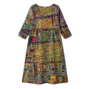 Women's Artisan Print Midi Dress with Pockets 1