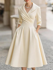 Women's Elegant Wrap Long Sleeve Midi Dress 2
