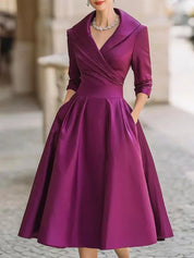 Women's Elegant Wrap Long Sleeve Midi Dress 3