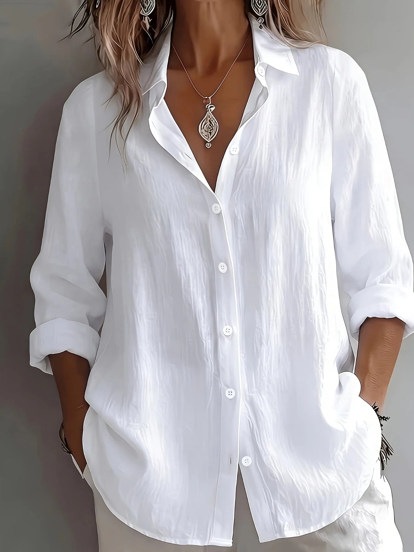 Women's Linen Long Sleeve Loose Fit Shirt 2