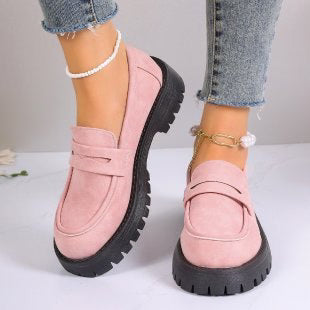 Women's Platform Loafers with Heavy-Duty Treaded Rubber Outsole and Decorative Saddle Strap 4