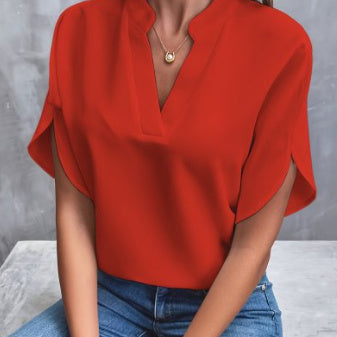 Women's Short Sleeve Blouse Comfortable Polyester Summer Top