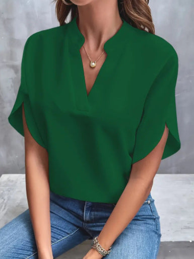 Women's Short Sleeve Blouse Comfortable Polyester Summer Top