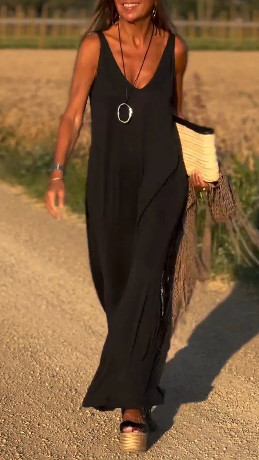 Women's Sleeveless Maxi Dress for Summer Comfort Polyester