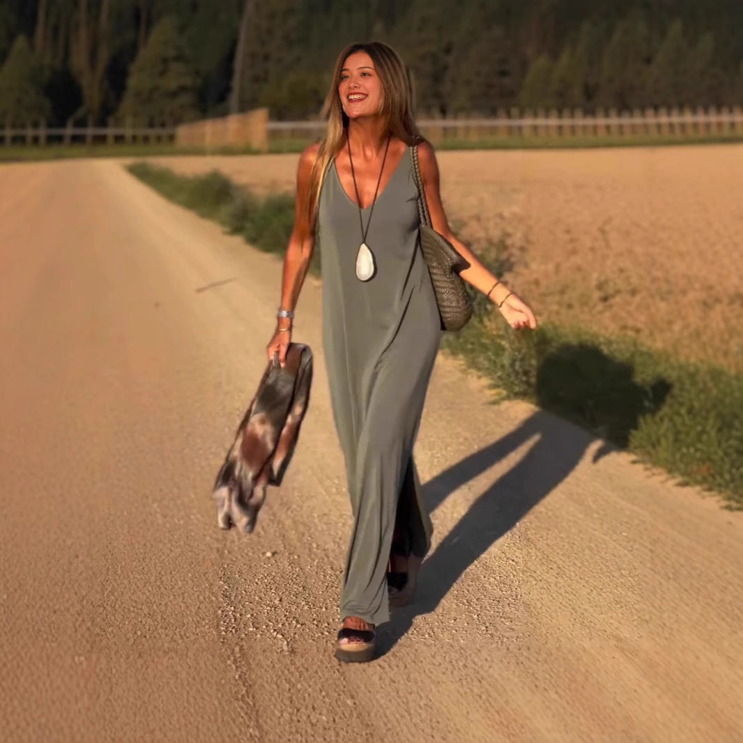 Women's Sleeveless Maxi Dress for Summer Comfort Polyester