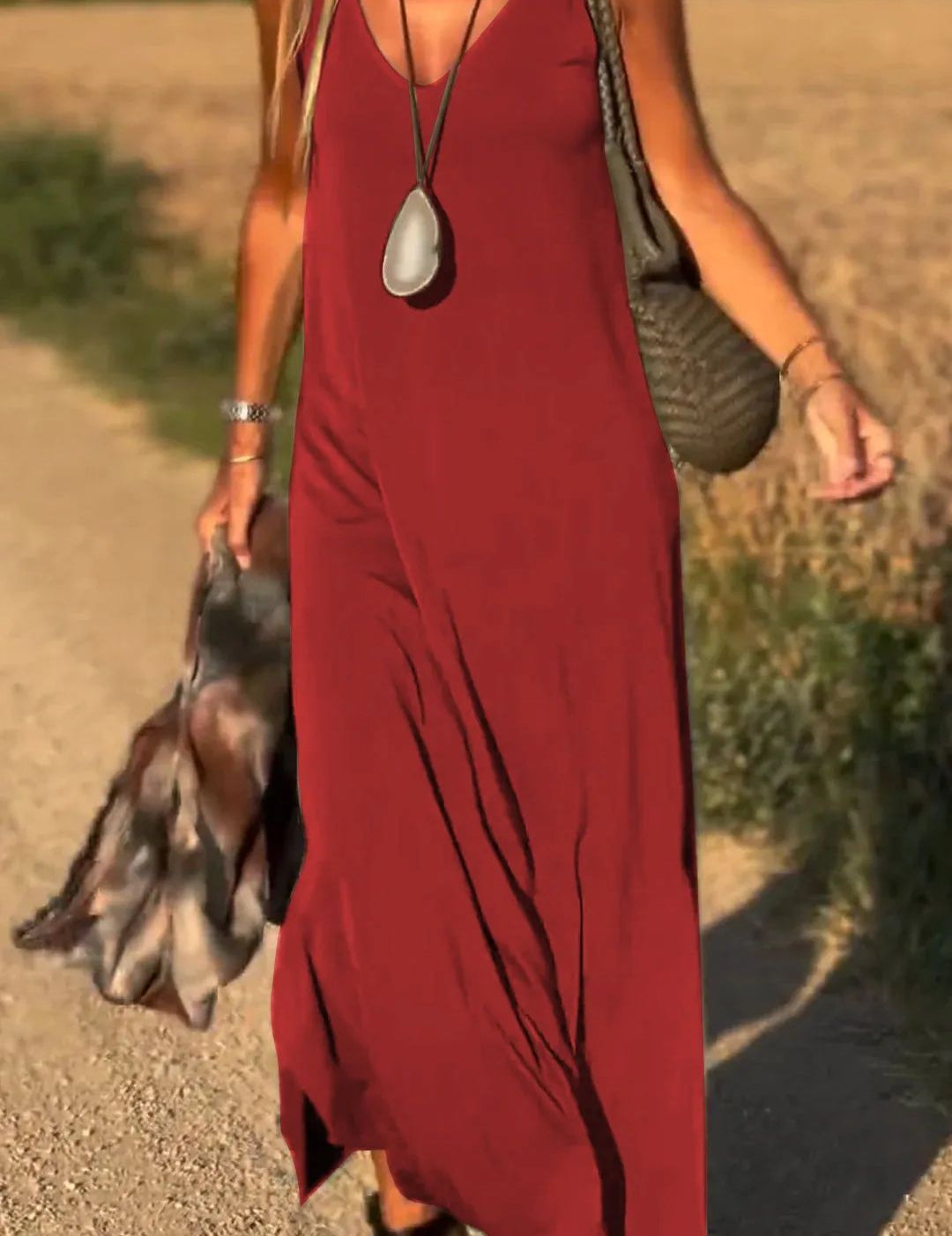 Women's Sleeveless Maxi Dress for Summer Comfort Polyester