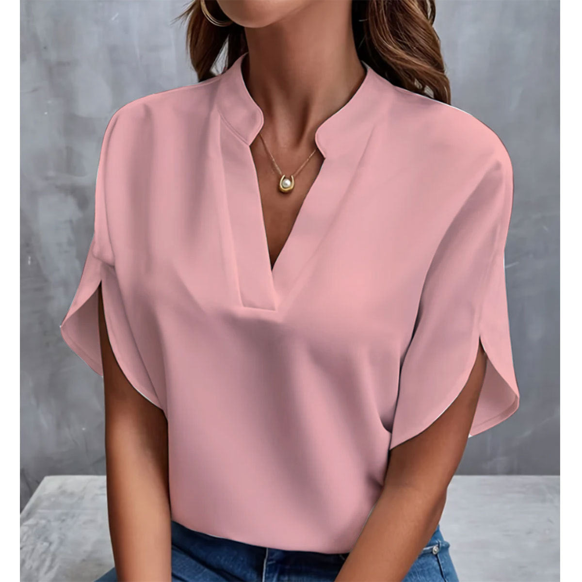 Women's Short Sleeve Blouse Comfortable Polyester Summer Top