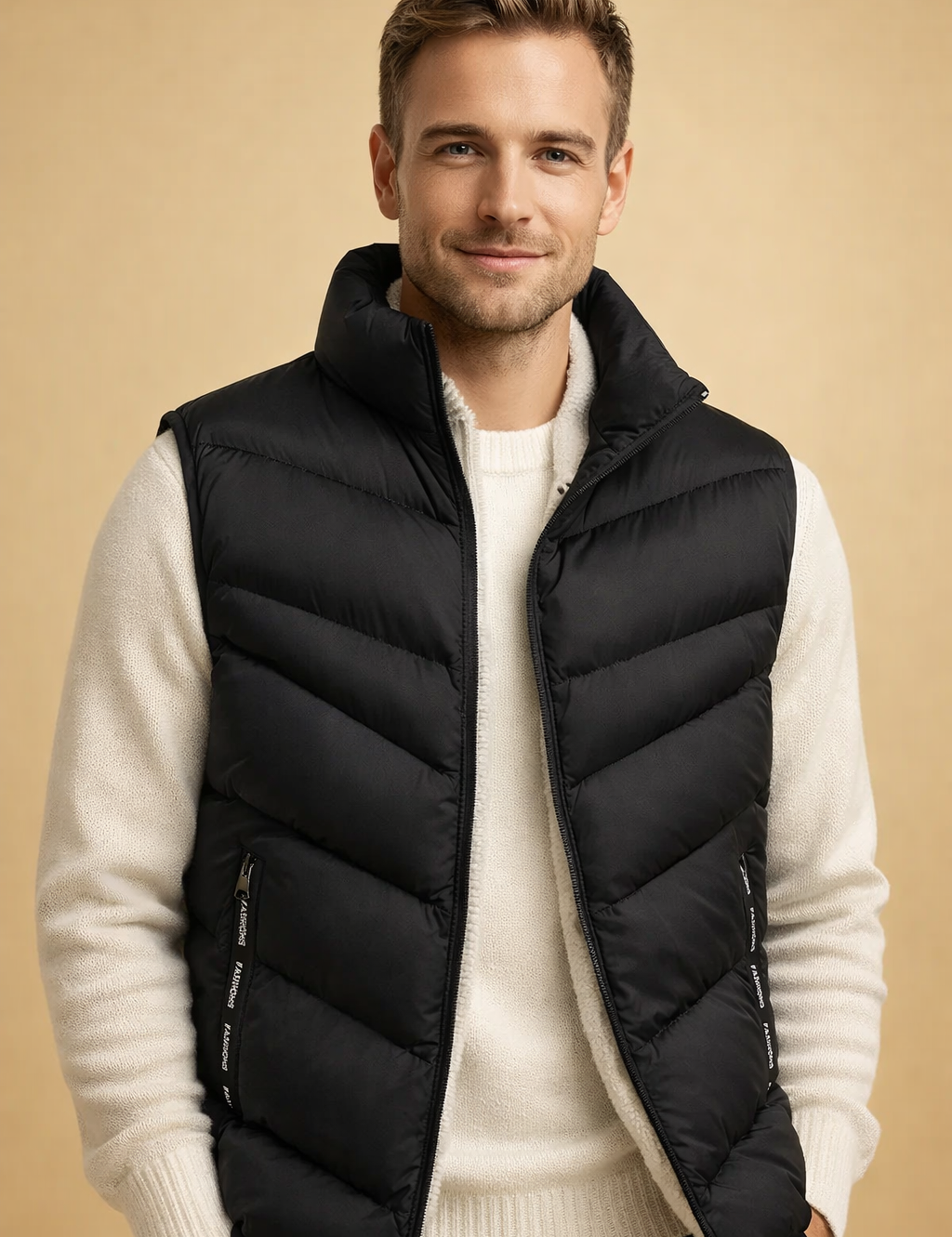 Preston | Men's Insulated Puffer Vest with Stand Collar and Zip Pockets