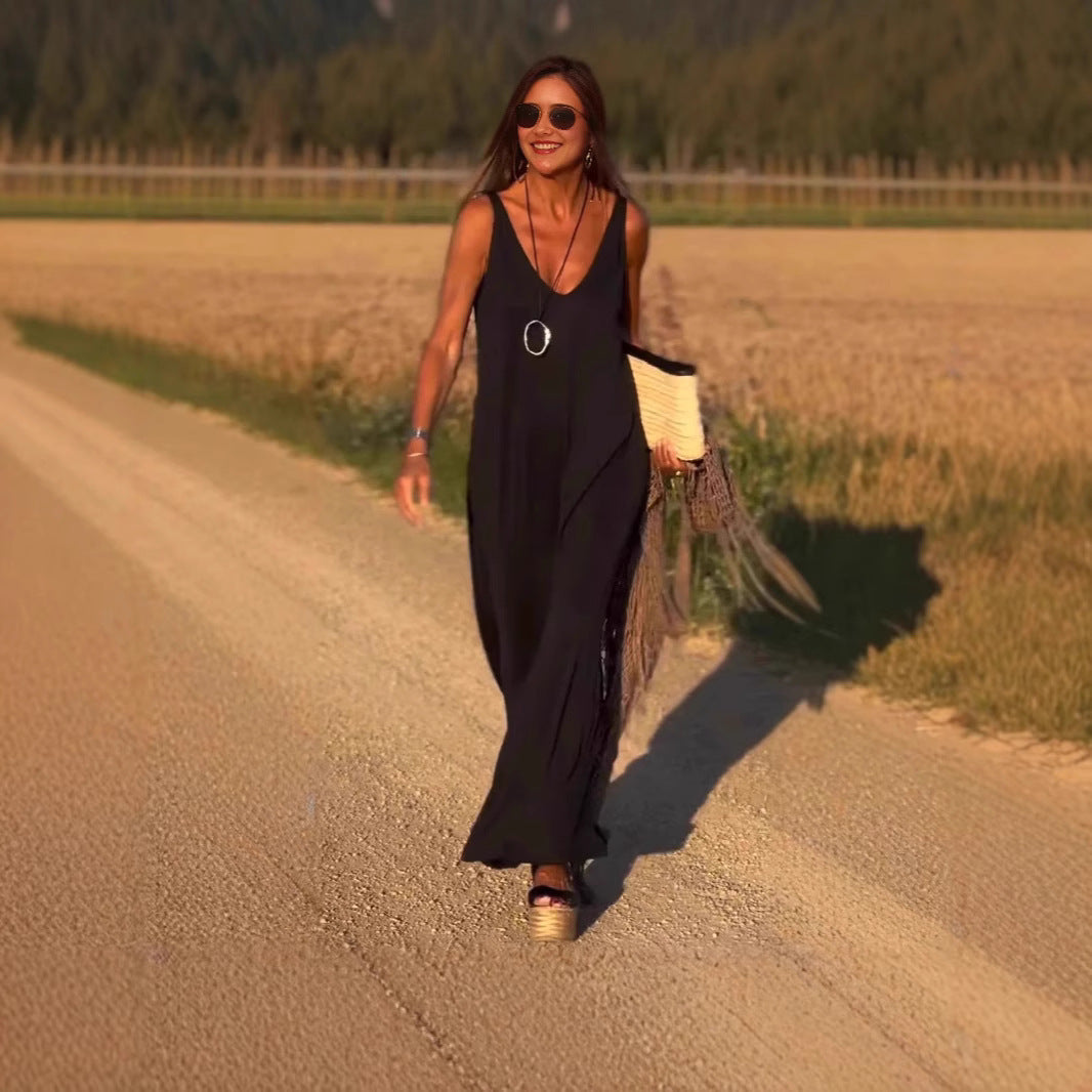 Women's Sleeveless Maxi Dress for Summer Comfort Polyester