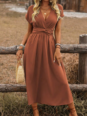 HEATHER | Elegant V-neck long boho dress